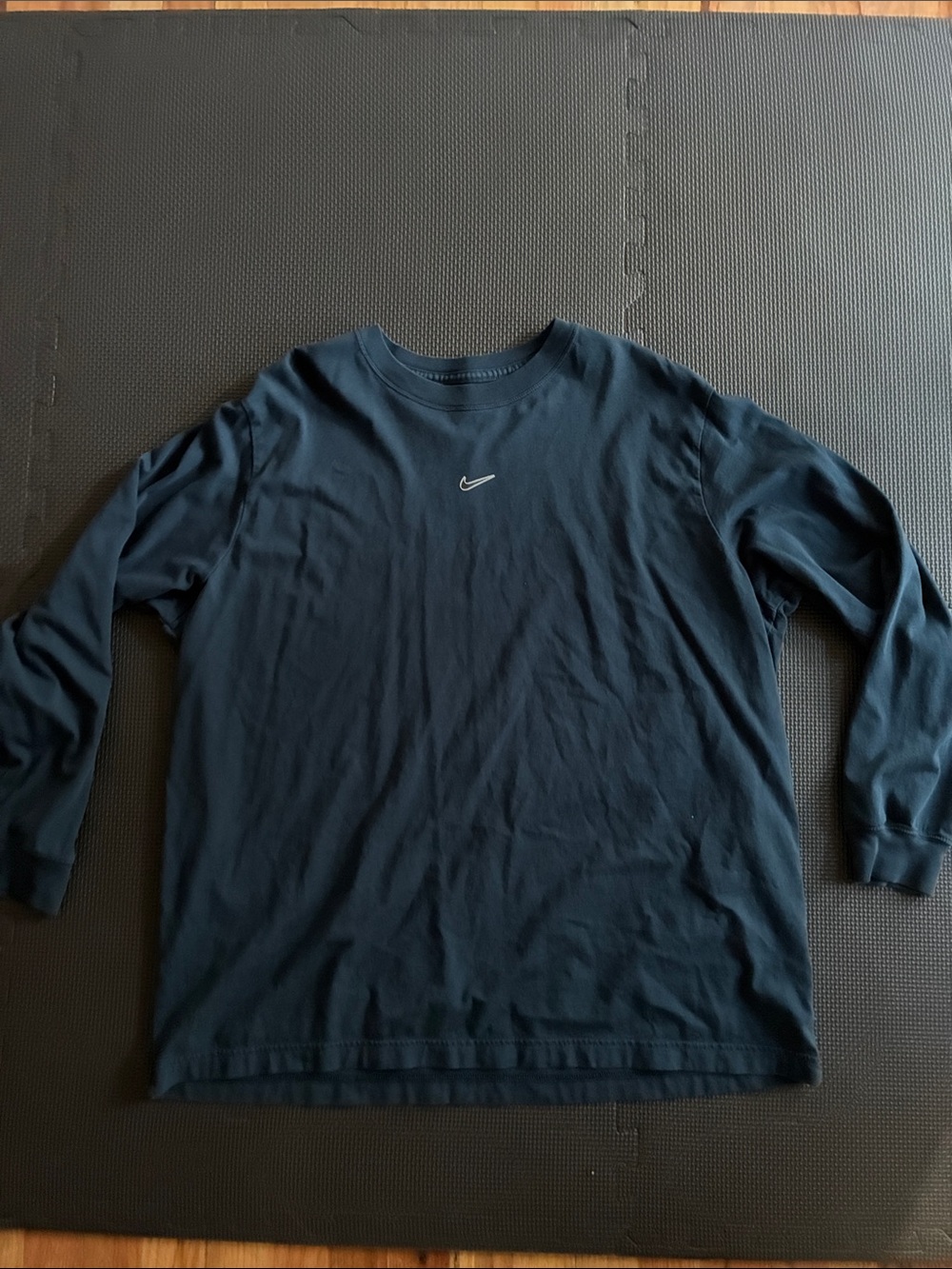 Nike Long-Sleeve Crew Tee in Navy with White Swoosh